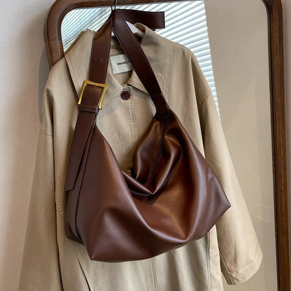 Vintage PU Leather Boston Bag – Stylish Pillow Design, Large-Capacity Tote & Crossbody Handbag
