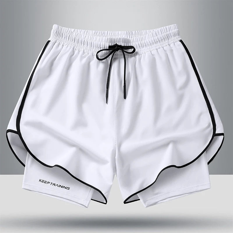 Unisex 2-in-1 Running Shorts Men's Summer New Quick Drying Breathable Active Training Exercise Jogging Cycling Loose-Fit Shorts