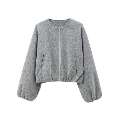 TRAF Women's Zipper Bomber Jacket – Soft Cropped Sports Jacket with Long Sleeves (2024)