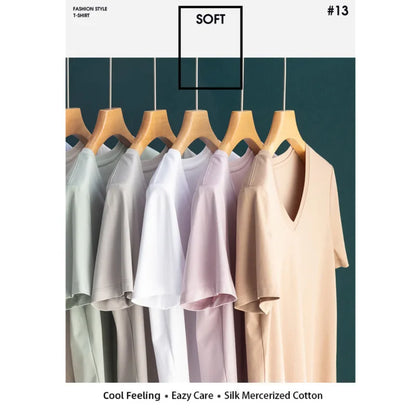 Soft Mulberry Silk Cotton T-Shirt for Women – Loose Fit, Round Neck, Short Sleeve, High-Quality Summer Top