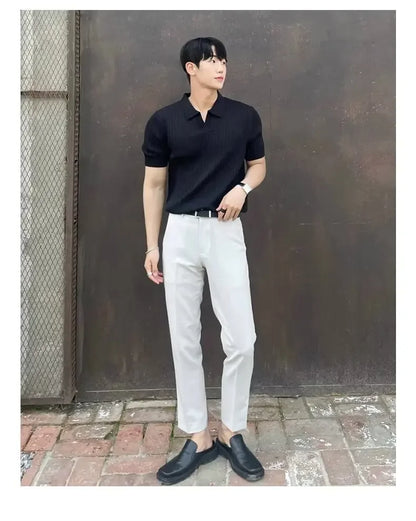 2024 Summer Men's Ice Silk Polo Shirt for Comfort
