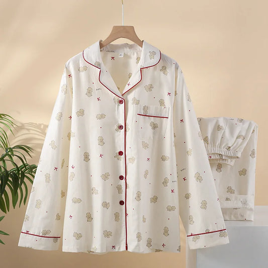 2025 New Spring/Summer Women's Cotton Pajama Set for Comfort