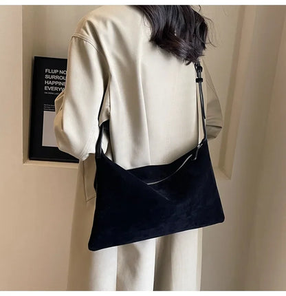 Women's Slouchy Vintage Frosted Suede New Fall/winter Shoulder Underarm Bag Simple Tote Bag Large Capacity Commuter Bag