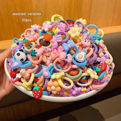 Charming 50 Cartoon Cute Styles Rubber Bands For Daily Use