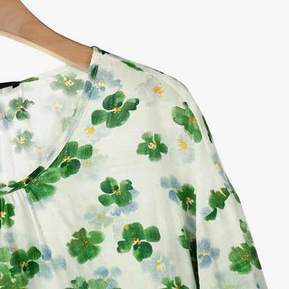 ZANZEA Women Ditsy Floral Blouses 2025 Summer Loose Casual O Neck 3/4 Sleeve Blusas Mujer Bohemian Vintage Elegant Smock Tops