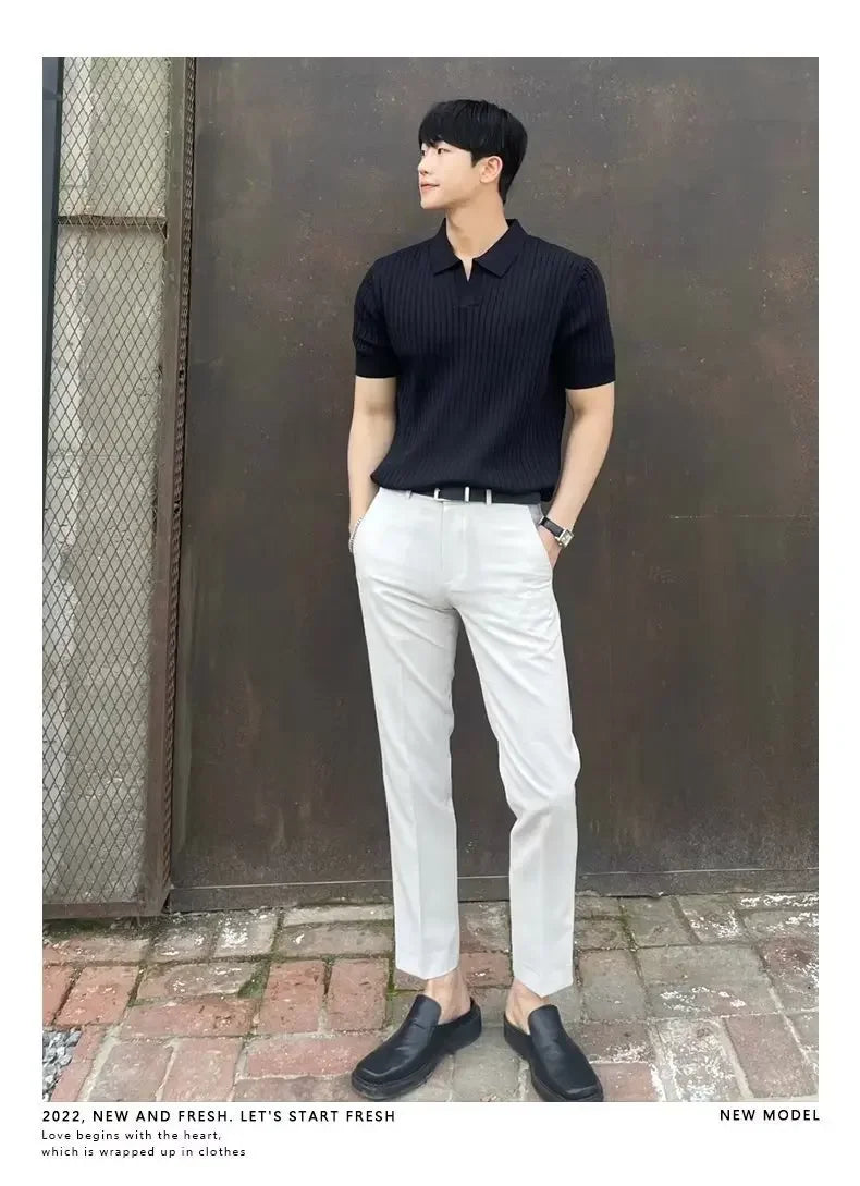 2024 Summer Men's Ice Silk Polo Shirt for Comfort