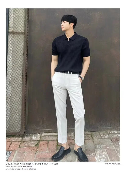 2024 Summer Men's Ice Silk Polo Shirt for Comfort