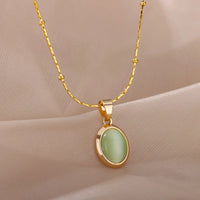 Stunning Elegant Fashion Stone Opal Oval Necklace for Women