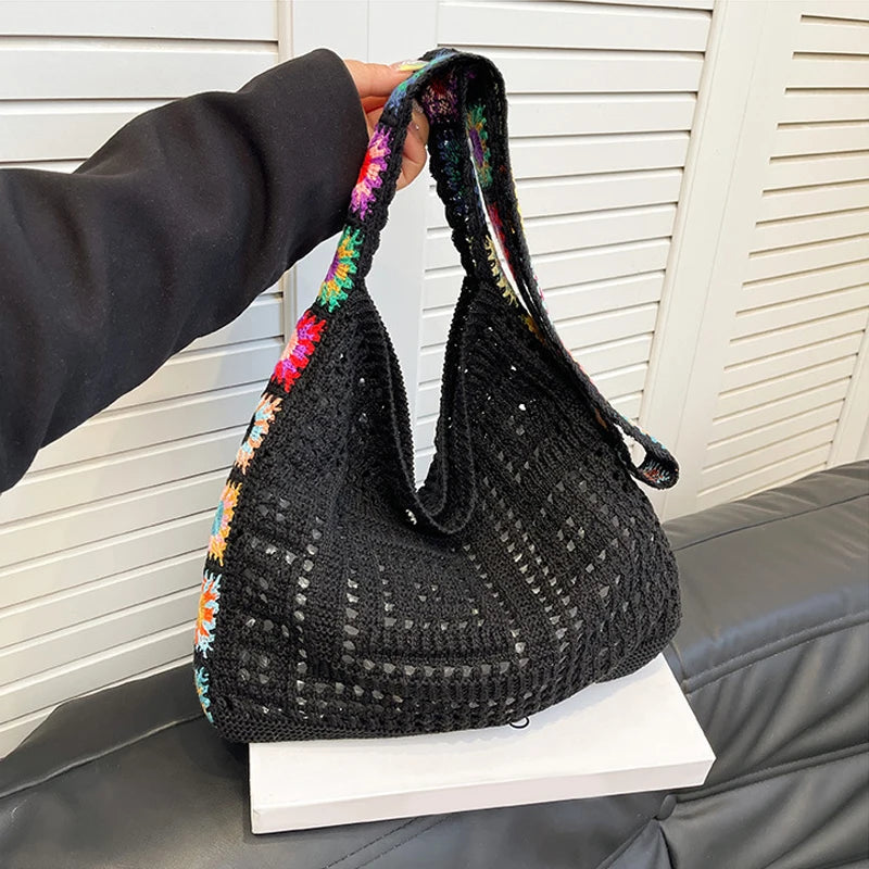Cute Woven Knit Tote Bag – Stylish Beach & Shopping Shoulder Bag