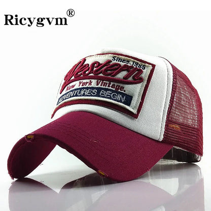 Summer Mesh Trucker Hat For Men Women Adjustable Sun Protection
