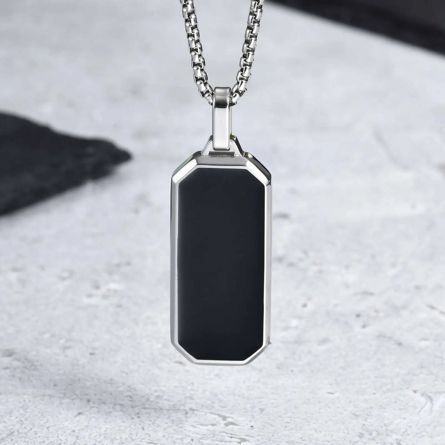 Waterproof Casual Black Enamel Necklaces for Men