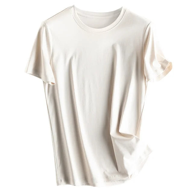 Soft Mulberry Silk Cotton T-Shirt for Women – Loose Fit, Round Neck, Short Sleeve, High-Quality Summer Top