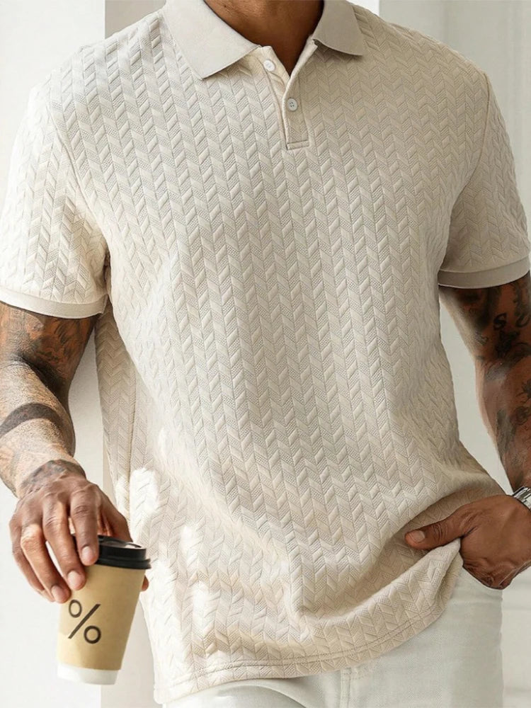 Stylish Mens Textured Polo Shirts for Spring Summer Fashion
