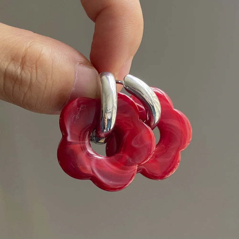 Vibrant Stylish 2024 New Multicolor Flower Drop Earrings for Women
