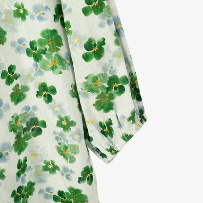 ZANZEA Women Ditsy Floral Blouses 2025 Summer Loose Casual O Neck 3/4 Sleeve Blusas Mujer Bohemian Vintage Elegant Smock Tops