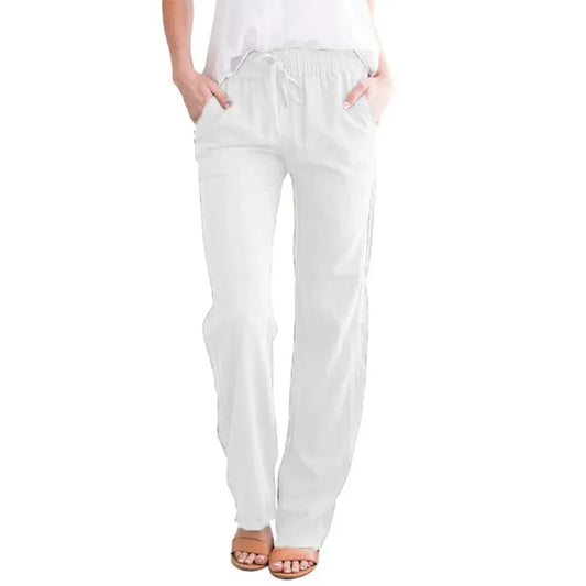 Women's Cotton-Linen Relaxed Fit Drawstring Pants – Breathable, Casual, and Effortlessly Stylish