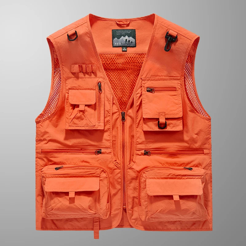 14 Pockets Summer New Men US Tactical Hiking Fishing Vest Mens Photographer Waistcoat Mesh Cargo Sleeveless Jacket Tool Vest 7XL