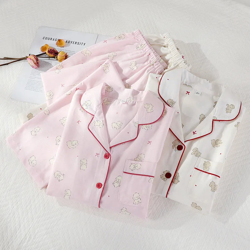 2025 New Spring/Summer Women's Cotton Pajama Set for Comfort