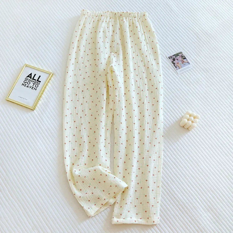 2025 Japanese Women's 100% Cotton Pajama Pants for Comfort