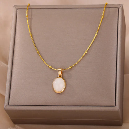 Stunning Elegant Fashion Stone Opal Oval Necklace for Women