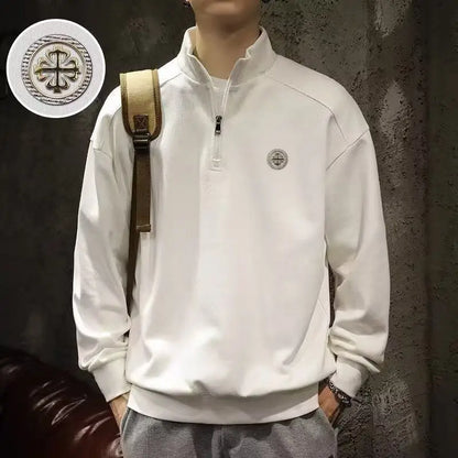 Spring Autumn Loose Long Sleeve Polo Shirts for Men