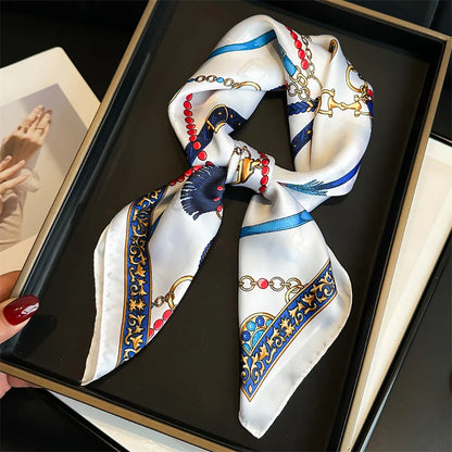 Elegant Luxury Chain Print Silk Scarf For Fashionable Sun Protection