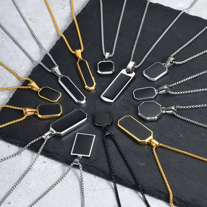 Waterproof Casual Black Enamel Necklaces for Men