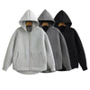 TRAFZA Women’s Autumn Gray Hooded Jacket – Zipper Coat with Big Pockets and Long Sleeves (Loose Fit)