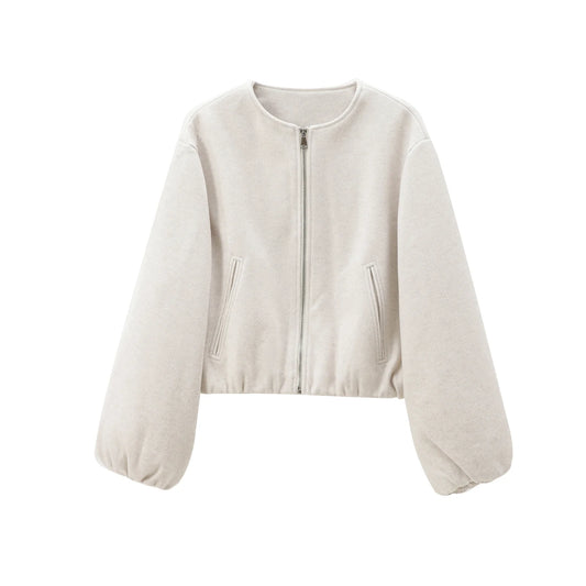 TRAF Women's Zipper Bomber Jacket – Soft Cropped Sports Jacket with Long Sleeves (2024)