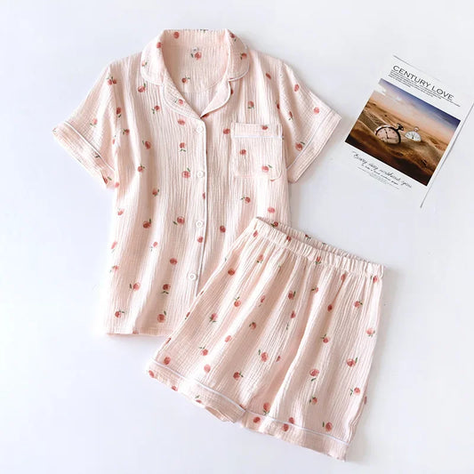 2025 Summer Ladies Short-sleeved Pajamas Set for Comfort