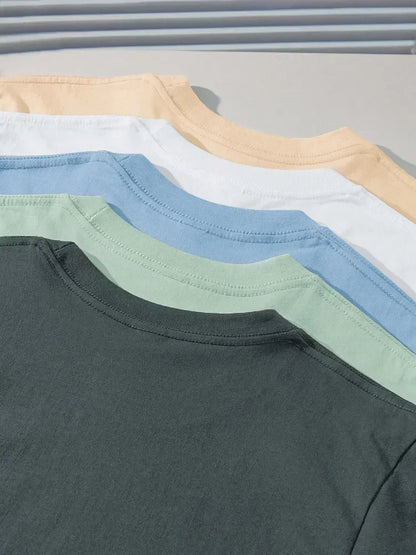 Premium 100% Cotton Heavyweight Men's T-Shirt – Solid Color, Short Sleeve, Summer Casual Tee