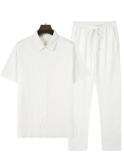 Men's Business Casual Shirt and Pants Set for Summer 2024