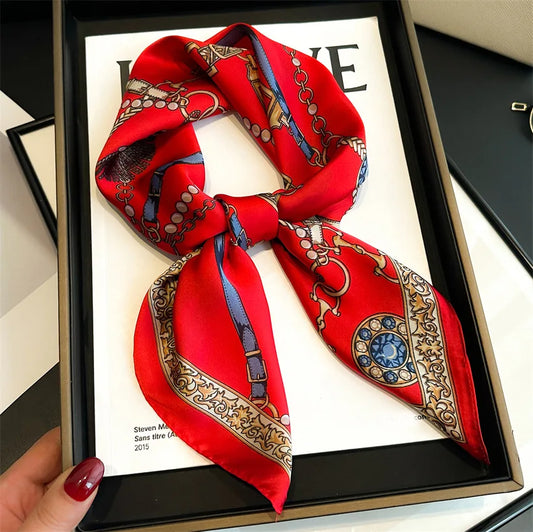 Elegant Luxury Chain Print Silk Scarf For Fashionable Sun Protection