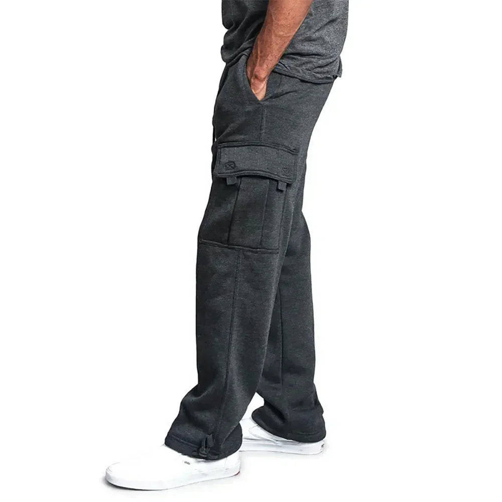 Men's Cargo Sweatpants Autumn Long Pants Loose Sport Fit Jogging Overalls Joggers Sweat Pocket Pants Cargo Trousers Streetwear