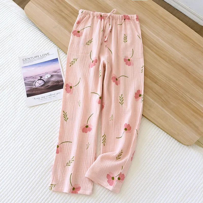 2025 Japanese Women's 100% Cotton Pajama Pants for Comfort