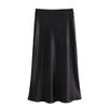 Elegant TRAF Woman 2024 Satin High Waist Midi Skirt