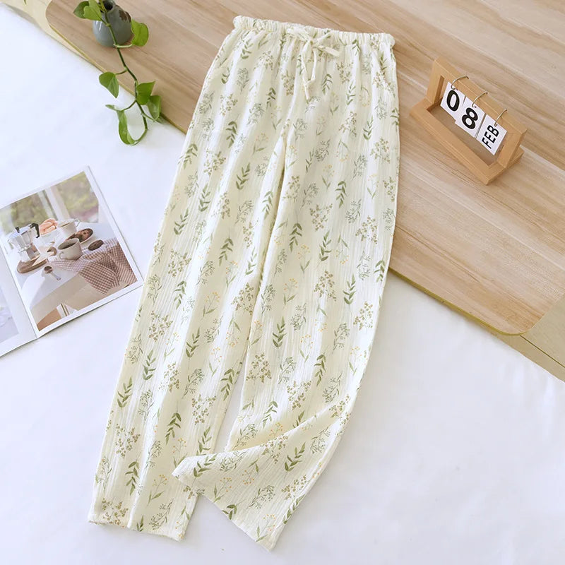 2025 Japanese Women's 100% Cotton Pajama Pants for Comfort