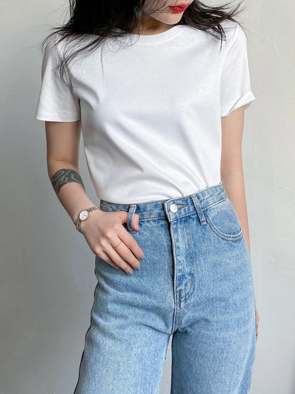 Soft Mulberry Silk Cotton T-Shirt for Women – Loose Fit, Round Neck, Short Sleeve, High-Quality Summer Top