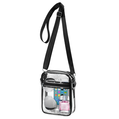 Women's Clear PVC Shoulder Bag – Stadium Approved Crossbody Bag with Front Pocket