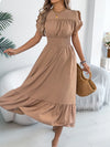 Casual Elegant Round Neck Ruffled Waist Dress for Women