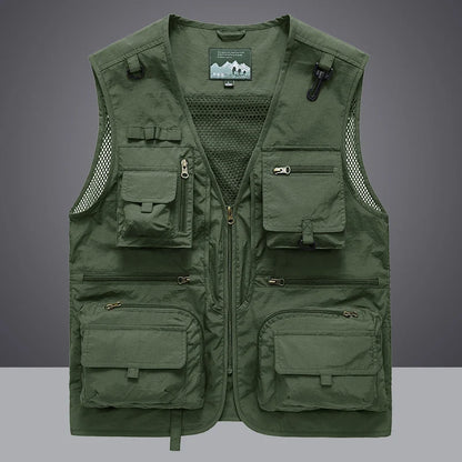 14 Pockets Summer New Men US Tactical Hiking Fishing Vest Mens Photographer Waistcoat Mesh Cargo Sleeveless Jacket Tool Vest 7XL
