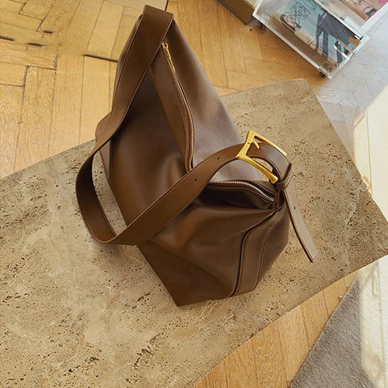 Vintage PU Leather Boston Bag – Stylish Pillow Design, Large-Capacity Tote & Crossbody Handbag