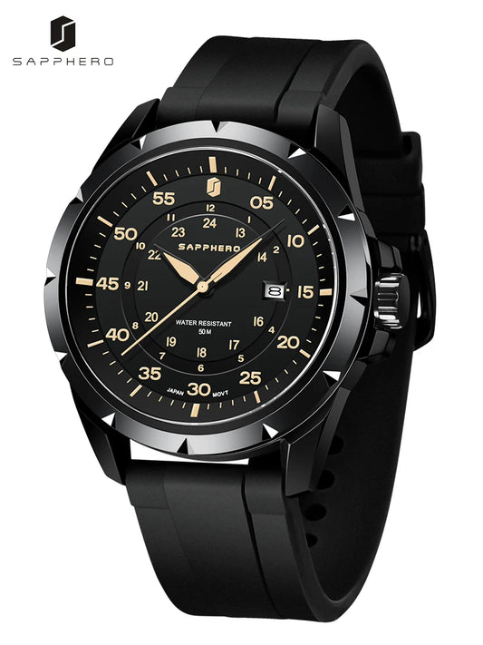 SAPPHERO Men Watch Luxury Quartz Waterproof Gift Wristwatch