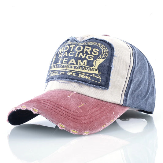 Vintage Washed Cotton Baseball Cap With Letter Patch