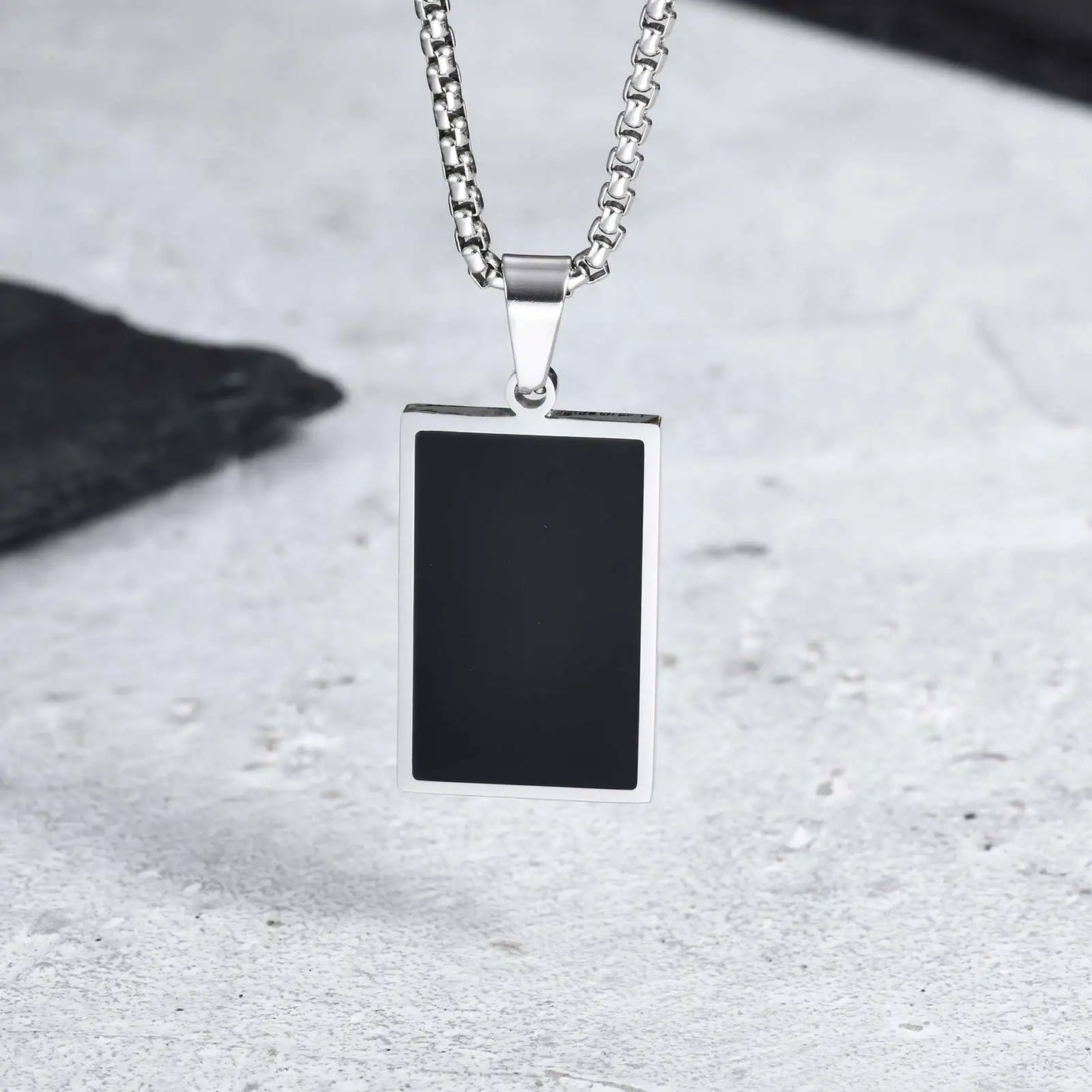 Waterproof Casual Black Enamel Necklaces for Men