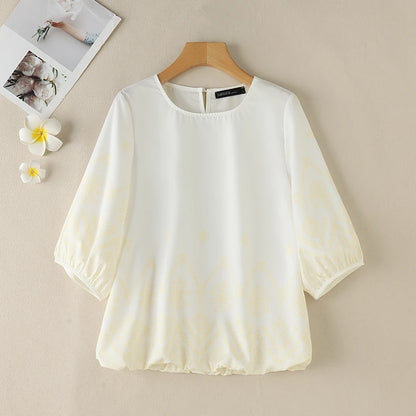 ZANZEA Women's Ditsy Floral Smock Top – Loose Fit Bohemian Vintage 3/4 Sleeve Casual Blouse for Summer 2025
