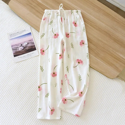 2025 Japanese Women's 100% Cotton Pajama Pants for Comfort