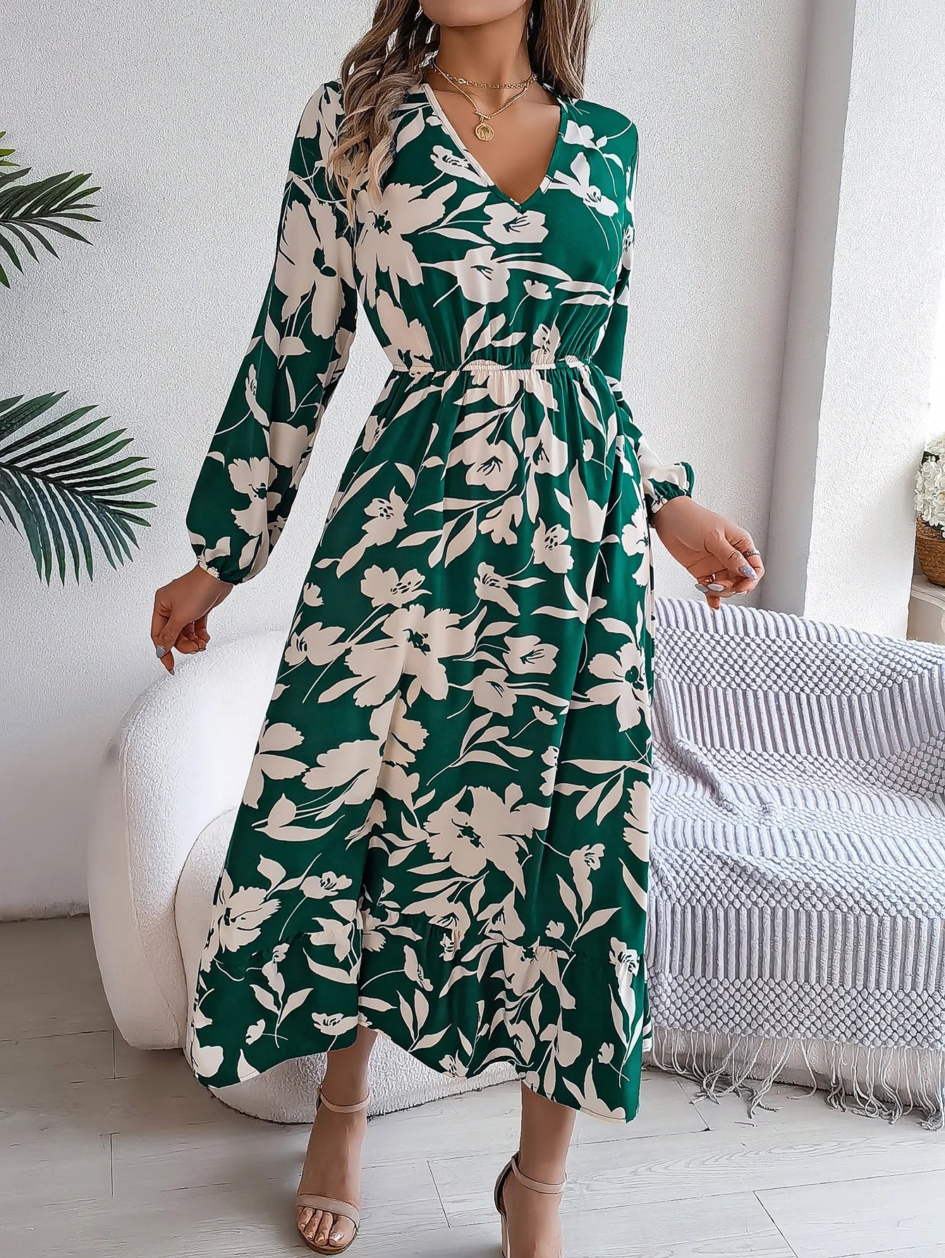Elegant Floral Print Long Dresses for Spring and Summer