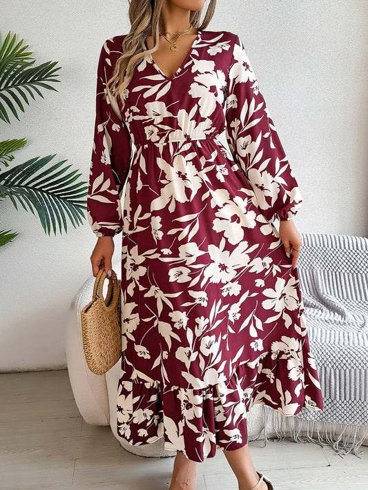 Elegant Floral Print Long Dresses for Spring and Summer