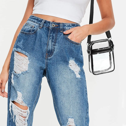 Women's Clear PVC Shoulder Bag – Stadium Approved Crossbody Bag with Front Pocket